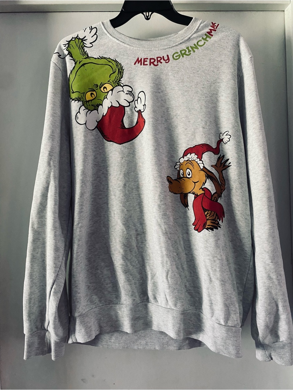 Merry Grinch™ Light Gray Graphic Crewneck Sweatshirt